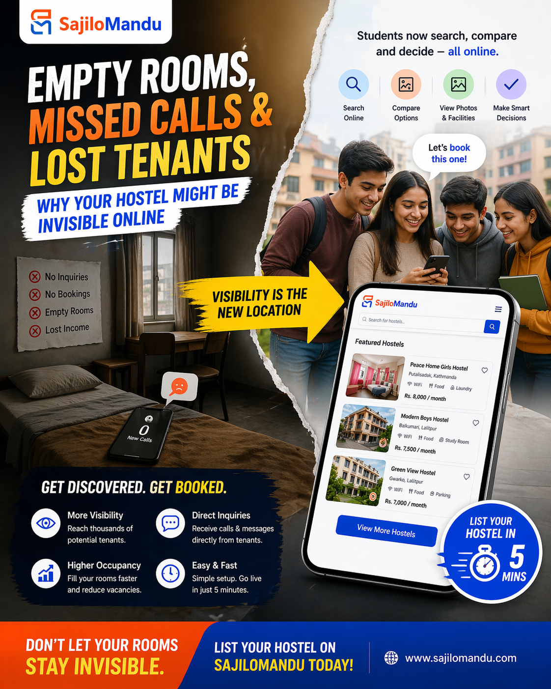 "Empty Rooms, Missed Calls and Lost Tenants" -Why Your Hostel Might Be Invisible Online