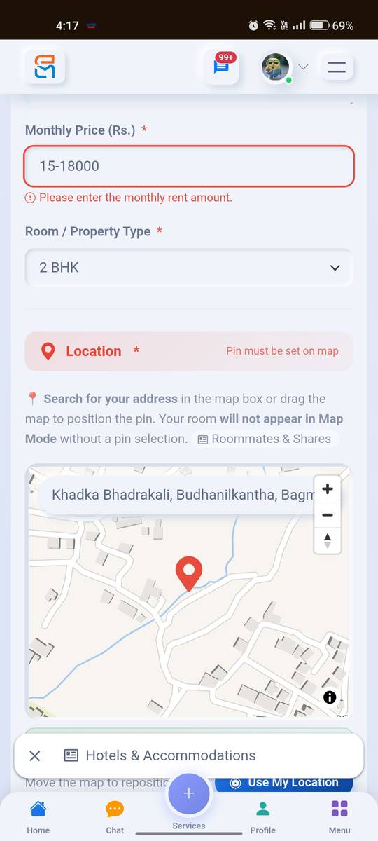 Bright 2bkh flat in chapali, budhanilkantha