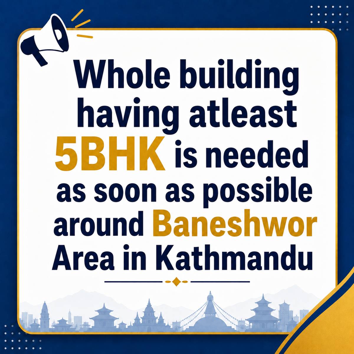5bhk or whole building needed